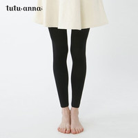 tutuanna打底裤女 夏季 简约舒适 40D纯色针织打底裤 428002-49(80D黑色针织打底裤)