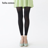 tutuanna打底裤女 夏季 简约舒适 40D纯色针织打底裤 428000-49(40D黑色针织打底裤) 均码