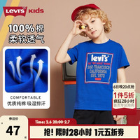 Levi's 李维斯童装男女童短袖T恤夏季儿童大小童纯棉T恤短袖 冲浪蓝 160 /76(L) 160/76