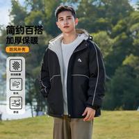 361°【拼接设计】防风保暖棉服时尚百搭简约男式运动休闲连帽夹克外套