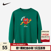 NIKE 耐克童装男女童长袖T恤春秋儿童长T针织上衣小童婴童 欢快绿 110 /52(4T) 110/52(4T)