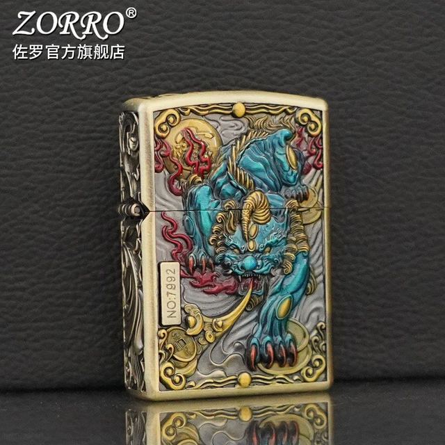 佐罗 zorro 防风煤油打火机珐琅彩貔貅加厚老式砂轮创意