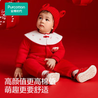 全棉时代 婴儿针织加厚连体服 棉朵红-针织