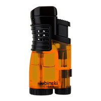 LUBINSKI 鲁宾斯基 透明机身雪茄打火机 防风充气3直冲打火机 烟具点烟器 YJA-10024 升级款橙色 1个