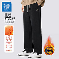 JEANSWEST LIFE真维斯2024裤子男秋冬加绒冬季长裤男裤秋季休闲裤 黑色(灯芯绒) 加绒 4XL