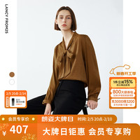 朗姿2024冬季法式飘带领长袖衬衫高级感内搭气质通勤洋气衬衣 浅咖色 M
