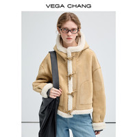 VEGA CHANG外套2024年冬加绒加厚新款高级美式绒感皮毛仿皮草外套