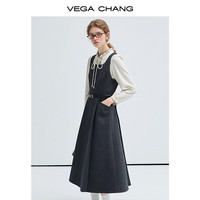 VEGA CHANG条纹衬衫女2024年秋冬新款宽松廓形显瘦百搭长袖衬衣 (背心裙)