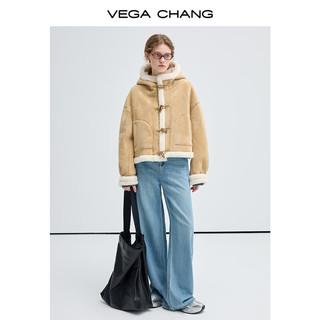 VEGA CHANG外套2024年冬加绒加厚新款高级美式绒感皮毛仿皮草外套