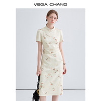 VEGA CHANG连衣裙女2025年夏季新款新中式收腰显瘦碎花旗袍裙国风高级感裙子