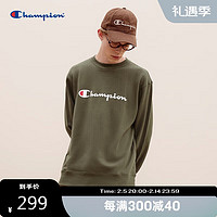 Champion 冠军卫衣男2024秋季新款美式潮牌大草写纯棉圆领上衣 墨绿色 XL