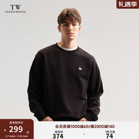 Teenie Weenie Men小熊男装圆领卫衣2024秋装宽松潮流休闲上衣男士 黑色 175/L
