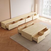 全实木客厅茶几电视柜组合现代简约小户型落地储物茶几整装地柜