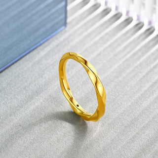 ZHOU LIU FU 周六福 黄金戒指女款足金莫比乌斯环素戒叠戴指环手饰ZERO 计价 15号-1.12g