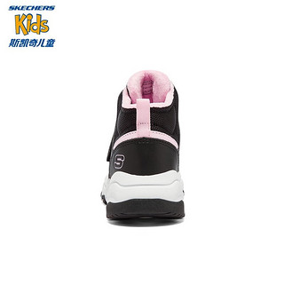 Skechers斯凯奇童鞋男女童棉鞋儿童雪地靴冬加绒鞋防寒靴子8701648L 女童-黑色-白色-粉红色-BKWP 38码