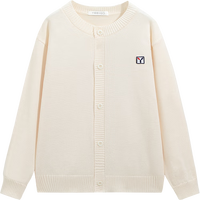 英氏（YEEHOO）儿童毛衣男女童针织开衫女童中大童装毛衫百搭长袖春装 月白 165 