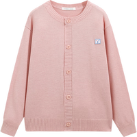 英氏（YEEHOO）儿童毛衣男童针织衫女童毛衫中大童装保暖开衫长袖上衣 粉色 140 