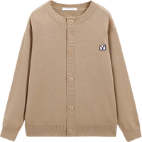 英氏（YEEHOO）儿童毛衣男女童针织开衫女童中大童装毛衫百搭长袖春装 浅驼 165 