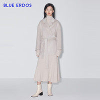 BLUE ERDOS大衣外套女毛呢大衣系带气质短款冬季厚外套 荼白 170/88A/L