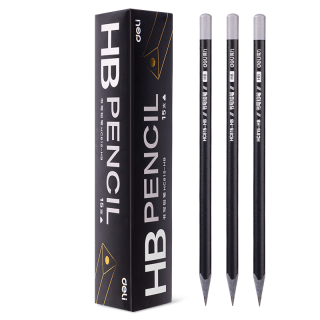 得力 15支HB铅笔黑色灰木三角杆书写铅笔HC815-HB