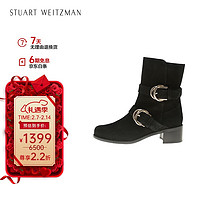 STUART WEITZMAN SW女士BRITAINRESERVE系列简约粗跟低跟圆头短靴 黑色35