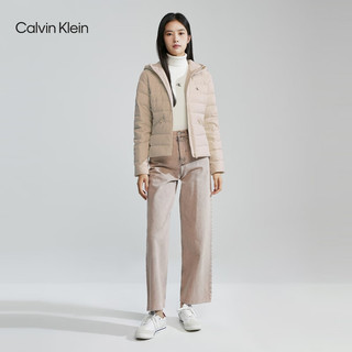 Calvin Klein Jeans秋冬女士休闲撞色织带鸭绒连帽轻暖羽绒服外套J222248