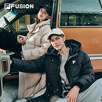 FILA FUSION 斐乐官方潮牌情侣款长款羽绒服2024冬季宽松连帽外套