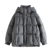 范思蓝恩23FS14128摩登都市连帽短款羽绒服女冬季面包服 都市灰 M