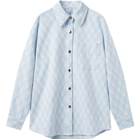 森马 Semir长袖衬衫女中长款宽松2024春菱形提花上衣潮流