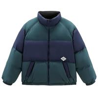 太平鸟男装 美式学院羽绒服男2024冬季潮流复古拼色面包服 绿色 第一批 M