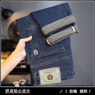 港皇阿玛2025春季新款牛仔裤男修身小直筒高弹柔软舒适男裤休闲老爹长裤子 812  （适合90-105斤）