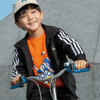 阿迪达斯 adidas条纹时尚休闲百搭男大童夹克连帽外套