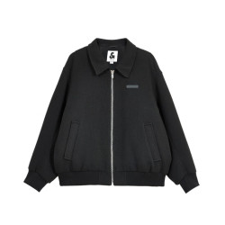 JACK&JONES 杰克琼斯 春秋休闲翻领夹克加棉静奢风短厚毛呢外套 E40 黑色