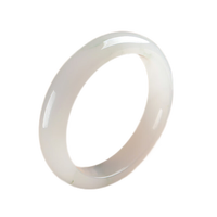 中国黄金(CHINA GOLD)玉手镯女金丝玉白月光荔枝冻白玉天山翠手镯 荔枝冻【圈号60】