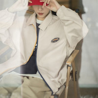 马登 MADEN女装 美式复古教练夹克外套撞色拉链棒球服翻领街头上衣女秋