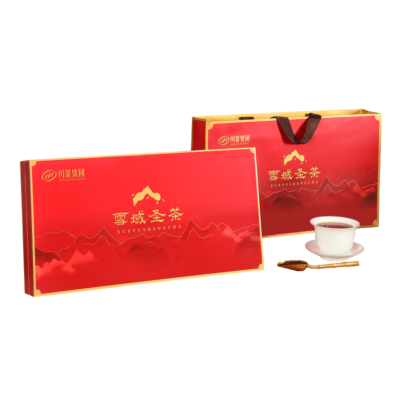 龙芽大师雪域圣茶黑茶茶叶四川17年老料高山砖茶年货节送长辈 经典黑色礼盒*1盒