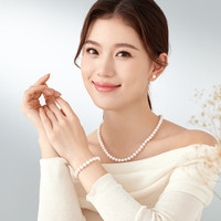 六福珠宝 Ag925花形扣莹泽淡水珍珠手链F87DSB001 总重约10.52克