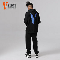 VLONE 美版官方连帽卫衣男秋冬经典大Vlogo宽松纯棉美版潮牌上衣外套 蓝色经典大V XL