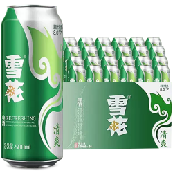 雪花 清爽啤酒罐装整箱500ml 24罐*2箱（赠1L马口铁啤酒*1罐