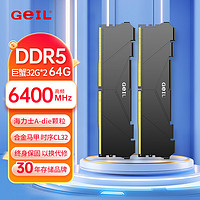 金邦 GeIL 巨蟹DDR5内存条台式机电脑电竞游戏马甲条RGB灯 套条 64G（32G*2套装）6400黑色CL32