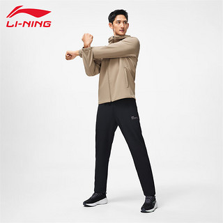 李宁（LI-NING）运动风衣男款春季厚款系列防风连帽外套跑步夹克