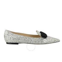 JIMMY CHOO 周仰杰 女士香槟色 Gala 粗闪蝴蝶结平底鞋