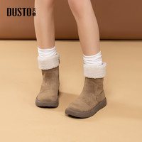 大东棉靴女鞋2024年冬季平底中跟侧拉链圆头时尚D0609 38
