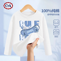 C&A男童长袖t恤2025运动帅气儿童衣服春秋男孩纯棉上衣 幸运宇航白 160