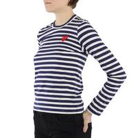 COMME des GARÇONSLadies Embroidered Heart Stripe Long-sleeve T-shirt