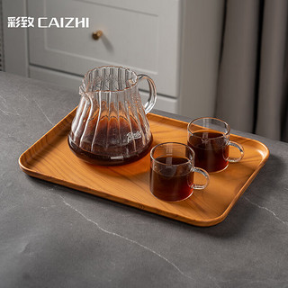 彩致 CAIZHI 长方形托盘中式茶盘家用水杯茶杯水果盘沥水盘仿木纹大号CZ6217