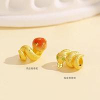 黄金转运珠生肖蛇足金手链本命蛇年3D硬金卷卷蛇