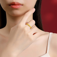 中国黄金(CHINA GOLD)哪吒同款乾坤圈黄金戒指女足金花丝镶嵌闭口戒子情人节礼物送女友 乾坤圈戒指#15 金重约5.7g【挚爱礼盒】