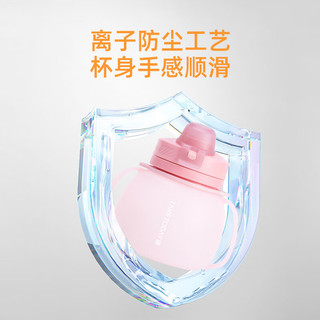 专属时代硅胶折叠水杯儿童防摔耐高温斜跨大肚抱抱杯便携水壶 牛油绿 600ml