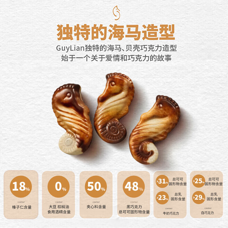 吉利莲比利时进口海马形榛子夹心巧克力礼盒生日礼物新年糖果 巧克力立